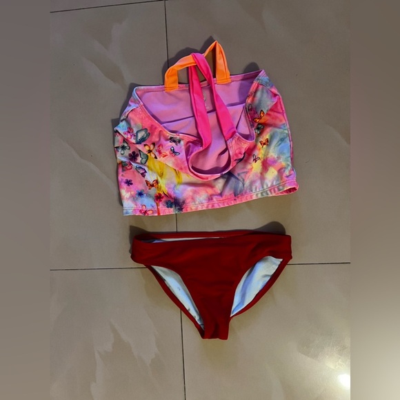 Tankini swimsuit, Wonder Nation Girls Unicorn M (7-8 UPF 50+. 2 Pieces Pink/red‎ - Picture 6 of 13